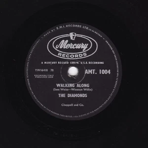 1958 THE DIAMONDS  78  WALKING ALONG / ETERNAL LOVERS  UK MERCURY AMT 1004 E- - Picture 1 of 2