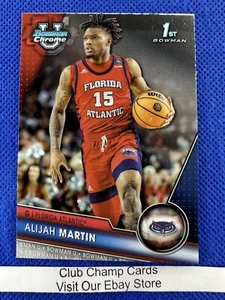 2024 #59 Alijah Martin Bowman University Chrome Basketball 1st Florida Atlantic - Picture 1 of 2