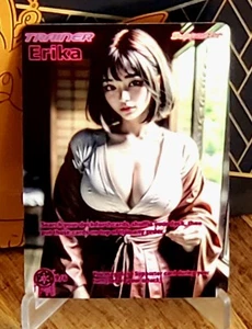 Pokemon SALE!! Erika Anima Waifu Sexy Doujin ACG DIY Trainer Full Art Card Holo - Picture 1 of 2