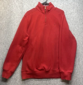 IZOD Pullover Men's Medium 1/4 Zip Red Soft Casual Sweater Embroidered Logo - Picture 1 of 13