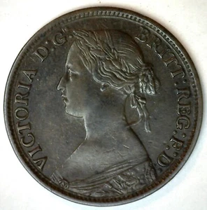 1862 Bronze Farthing Great Britain XF Coin UK Small 8 Extra Fine Circulated - Picture 1 of 2