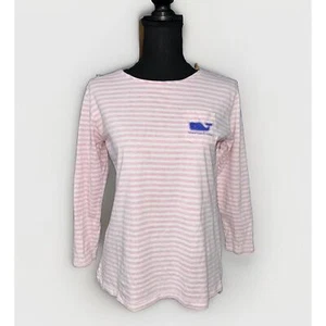 Vineyard Vines Girls Callao Long Sleeve T-Shirt In Pink/White Stripe-size XL(16) - Picture 1 of 7