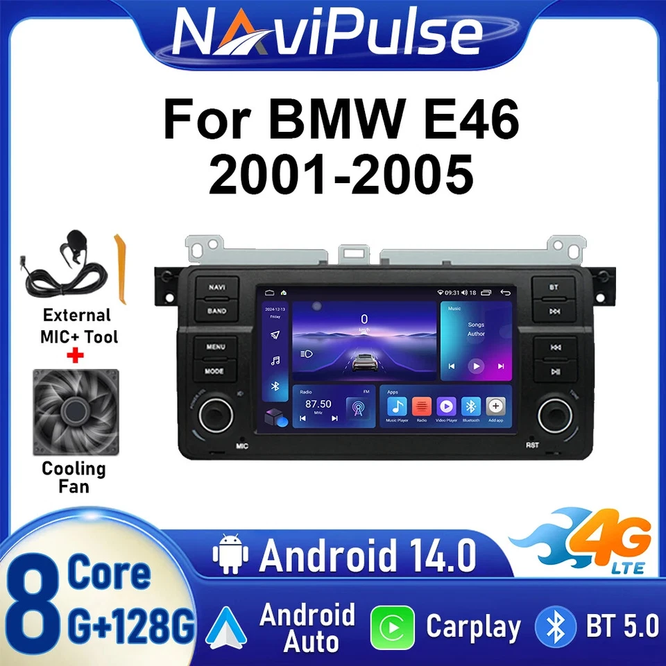 For BMW E46 2001-2005 Stereo Auto CarPlay Car Radio GPS Multimedia Player Screen - Image 1 of 4