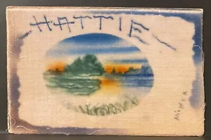 Cartolina souvenir dipinta a mano Dreamland at Coney Island ~Paesaggio e nome HATTIE - Foto 1 di 5