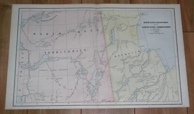 MAPA ANTIGUO DE 1890 DE KEEWATIN MANITOBA CHURCHILL TERRITORIOS DEL NOROESTE DE CANADÁ  Foto 1 de 4