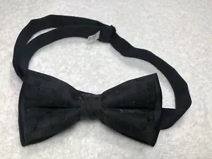 MENS ADJUSTABLE BOW TIE SOLID BLACK WITH PATTERN NWOT - Picture 1 of 3