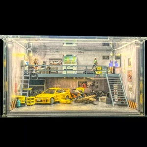 Diorama 1/64 Car Garage Model LED Lighting Car Parking Lot Scene Display Model - Picture 1 of 13