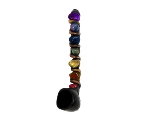 Mini pipa de mano espiritual de piedras caídas hecha a mano tabaco fumar chakra arco iris espiritual - Imagen 1 de 5