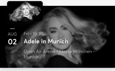 Adele -August 2, 2024 - 2 Tickets - Open Air Arena in Munich, Germany - Image 1 of 2