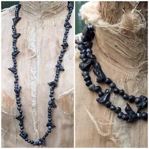 Barro Negro Vtg Bird Bead Necklace Oaxaca Mexico Black Pottery Fetish Folk Art - Picture 1 of 21