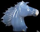 Sculpture cheval en cristal sculpté 5,9 pouces calcédoine bleue, cristal de guérison