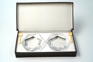 Lalique France Crystal Star Salt Cellar / Ring Dish Set  3.5" W Original Box - Picture 1 of 2