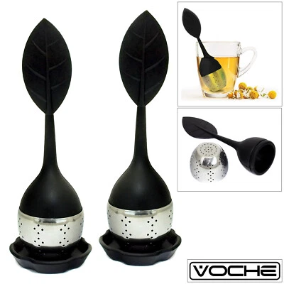 VOCHE Confezione 2 Colini Infusori Tè Foglie Sciolte Erbe Silicone Acciaio Inox Filtri