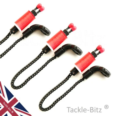 TJR TACKLE 3 ROTE Karpfenangeln Tackle Spulen Bissanzeigen Set kurze Kette 15,5 cm TBNS