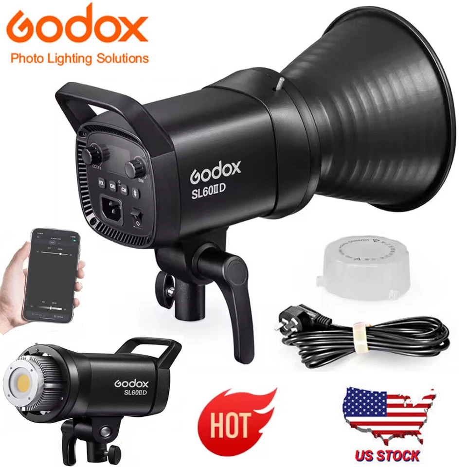 US Godox SL60IID Portable Studio COB LED Video Light 70W Photography Fill Light - Image 1 of 4