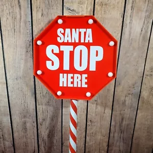 Santa Stop Here Sign Solar Light Yard Stake Christmas Holiday Decoration Battery - Picture 1 of 20