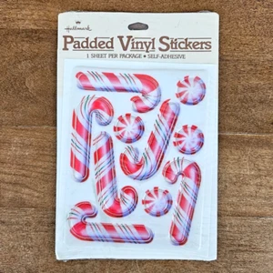Vintage Hallmark Padded Vinyl Stickers Christmas Peppermint, Puffy Stickers, Sea - Picture 1 of 3