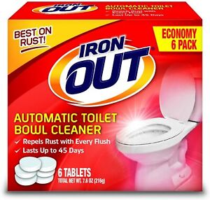 Iron OUT Automatic Bowl, Repel Rust Every Flush Household Toilet Cleaner 6 Table