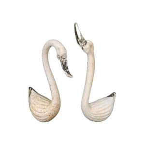 Paar Glas Schwäne Goldflocke innen groß Retro - Bild 1 von 15