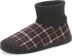Mens Slipper Socks Fleece Lined Non-Slip Soles, Winter Soft Thick Cozy Home Boot - Picture 1 of 12