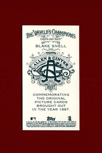 2017 Topps Allen & Ginter Mini NNO #213 Blake Snell 'RAYS' Print/50 - Picture 1 of 2