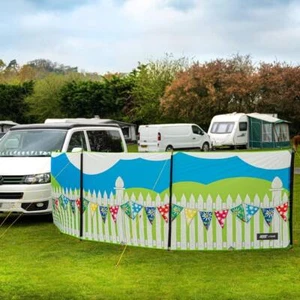Maypole Summer Days 3 Panel Steel Poled Windbreak 5m x 1.4m - Picture 1 of 4