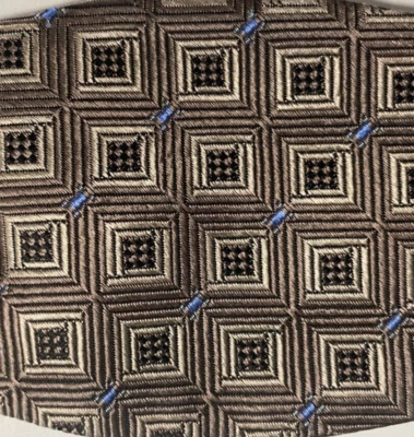 Pajarita Hombre Seda Marrón Beige Geométrica AUTO CORBATA Pajarita Foto 1 de 4