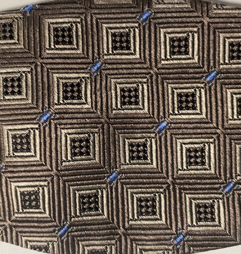 Bow Tie Men Silk Brown Beige Geometric SELF TIE Bowtie - Image 1 of 4