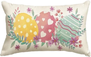 Colorful Easter Eggs Eucalyptus Throw Pillow Cover, 12 X 20 Inch Spring Easter C - Picture 1 of 12