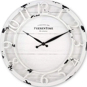 & Co 13" Farmhouse Series Wall Clock, Quartz Movement, Shiplap Style, Raised ... - Picture 1 of 7