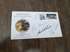 Apollo 17 Crew Signed Astronaut Cover NASA Cernan Schmitt Evans Moonwalkers Rare - Picture 1 of 3