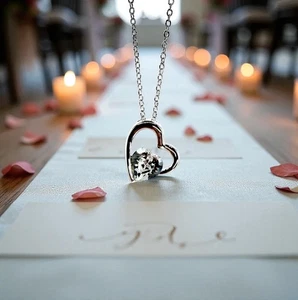 Precioso Collar Corazón Swarovski Elementos Cristal Transparente Chapado en Oro 18K 16-18" - Imagen 1 de 5