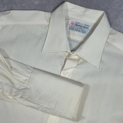 Camisa de Vestir Turnbull & Asser Blanca con Rayas Verticales Amarillas 17 - 43 Cm Foto 1 de 4