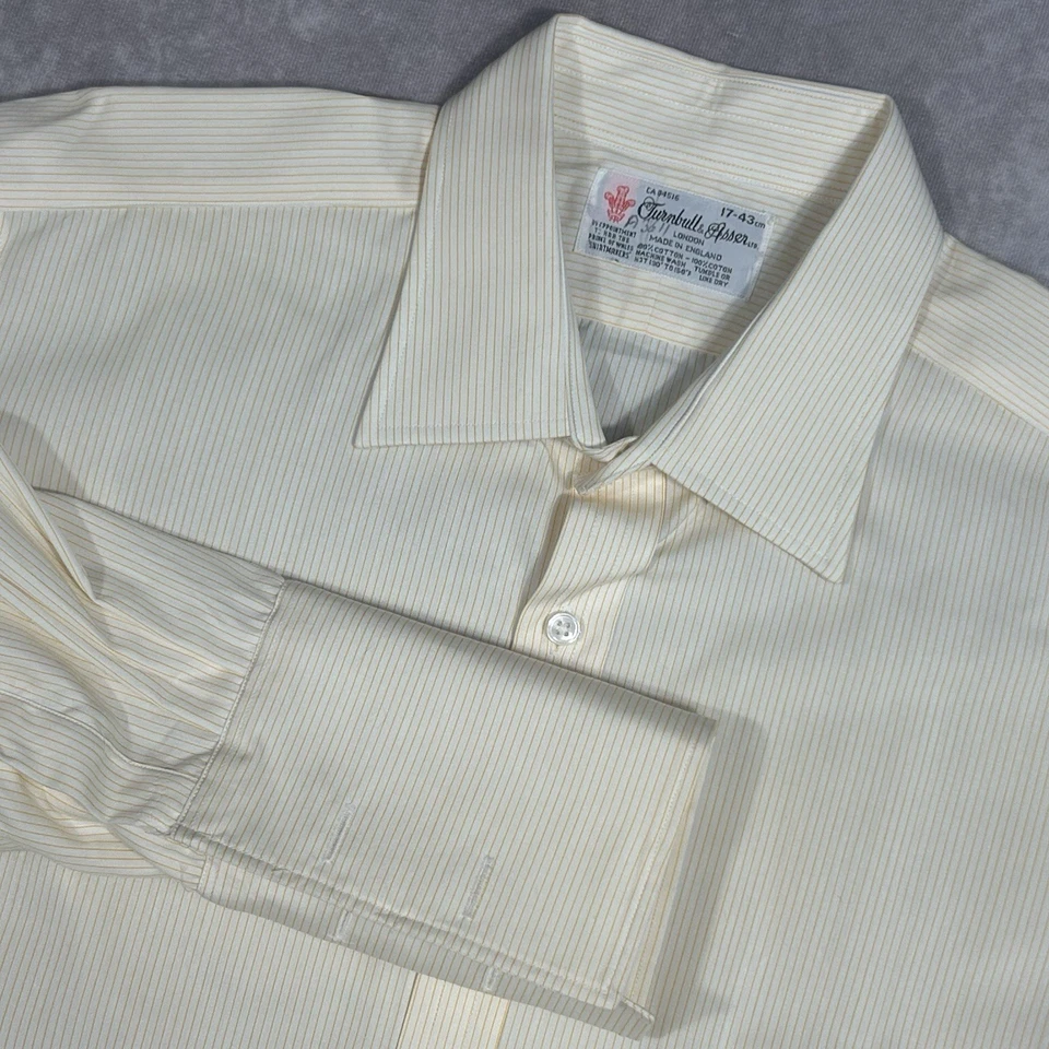 Camisa de Vestir Turnbull & Asser Blanca con Rayas Verticales Amarillas 17 - 43 Cm Foto 1 de 4