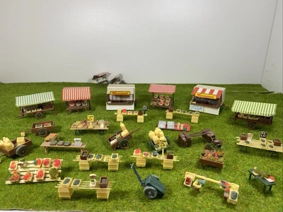 Wochenmarkt Obst & Gemüse Stände Wurststand für HO 1:87 Modelleisenbahn - Bild 1 von 4