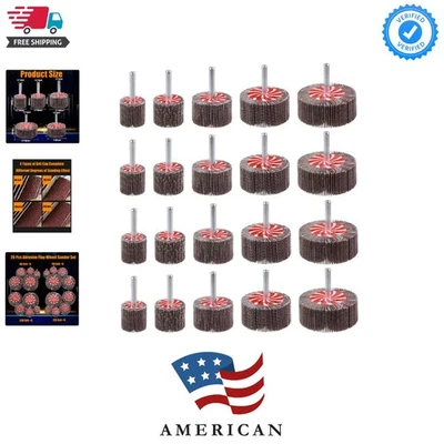 20 Pcs 5 Sizes 60/80/120/240 Grits Abrasive Flap Wheel Sander, 1/4 Inch Shank... - Image 1 of 4