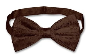 Vesuvio Napoli BOWTIE Dark Brown Paisley Color Mens Bow Tie for Tuxedo or Suit - Picture 1 of 1