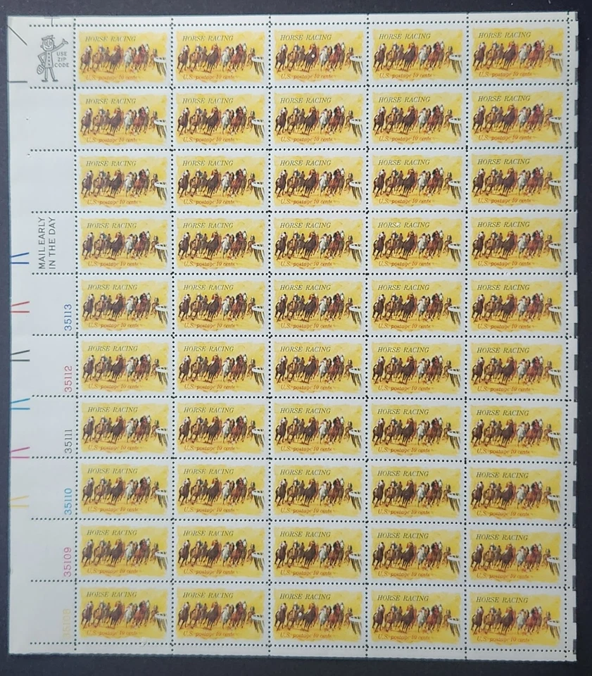 US Scott 1528 - Horse Racing - MNH - 1974 Issue - Full Sheet - Image 1 of 1