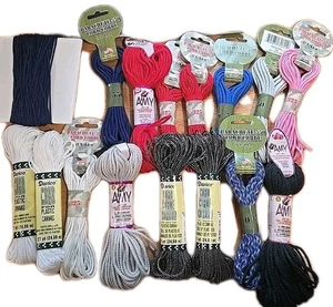 LOT of 17 Paracord Rope Red, Blue, White, Black, Etc. Bracelets Crafts Hunting - Picture 1 of 10