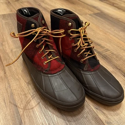 Polo Ralph Lauren Hombres 11 Botas Claus Buffalo Cuadros Lana Zapatos Bota Cuero Foto 1 de 4