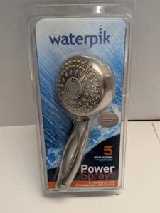 Waterpik PowerSpray+ Handbrause Duschkopf Nickel gebürstet 5 Strahlstufen Neu - Bild 1 von 4