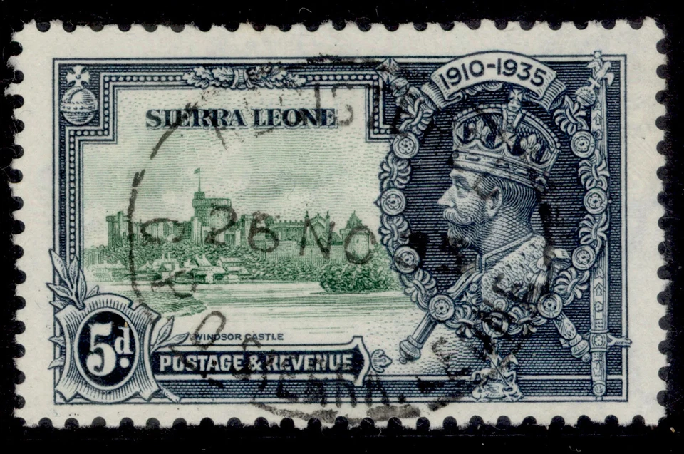 SIERRA LEONE GV SG183, 5d green & indigo, FINE USED. Cat £30. - Image 1 of 1