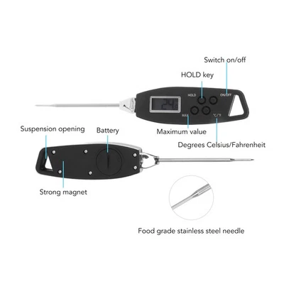 Black Digital Food Thermometer Accurate Read Thermometer Kitchen Tool Fo - Bild 1 von 4