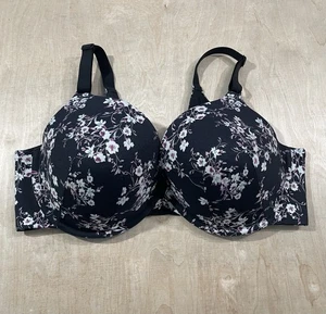Reggiseno imbottito con ferretto Lane Bryant Cacique Boost taglia 42 DDD nero floreale - Foto 1 di 8