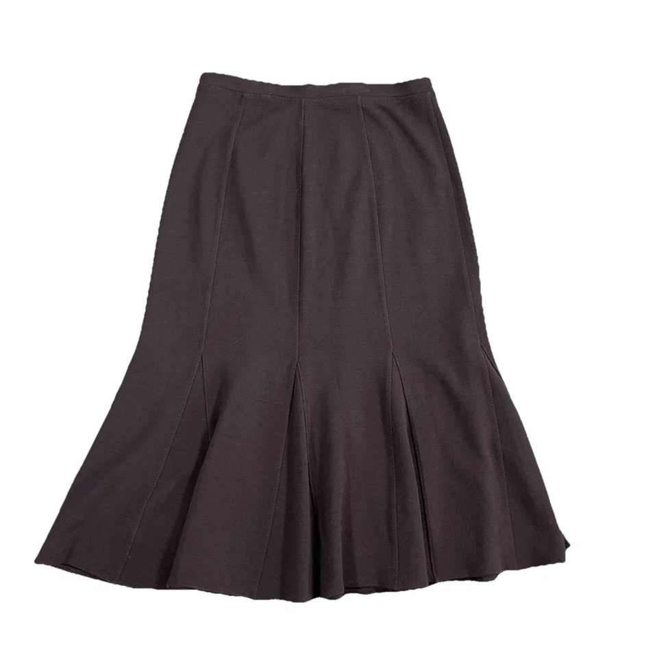 Eileen Fisher 1X Chocolate Brown 100% Wool Pull on Flared Skirt - Image 1 of 4