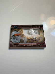 2015 Topps Strata Pablo SANDOVAL BUTTON PATCH Relic AUTO 1/1 Red Sox Giants - Bild 1 von 2