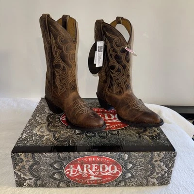 Laredo 女式 Maddie 牛仔靴皮革棕褐色 7M — 第 1/4 张图片