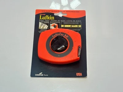 NEW Lufkin Tools USA Hi-Viz Orange 50’ Steel Tape Measuring Tape, NEW Old Stock - Image 1 of 4