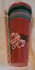 Starbucks 5 Coppe Fredde Venti Floral Holiday 2022 Riutilizzabili 24oz Coperchi 4 Cannucce Nuove  - Foto 1 di 12
