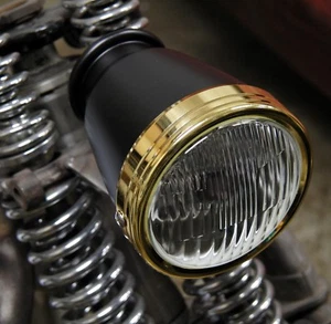 FARO ANTIGUO DE COLECCIÓN LATÓN Y NEGRO 4" HARLEY INDIO BOBBER CHOPPER BOBBER - Imagen 1 de 5